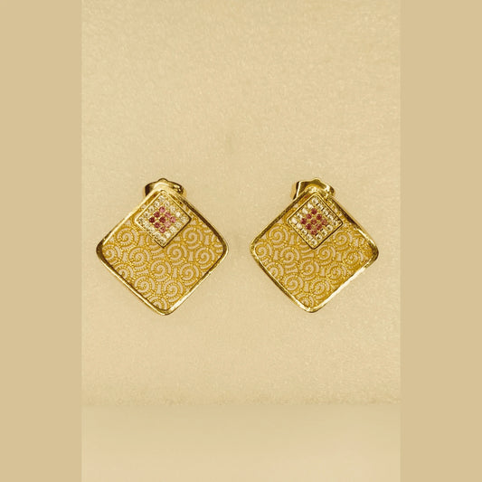 Royal Mosaic 1K Gold-Plated Necklace Set – Ruby Red Edition