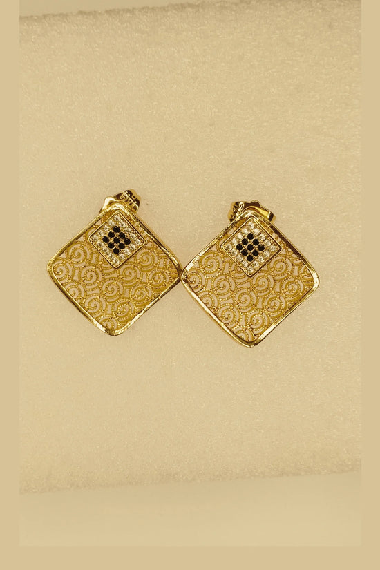 Royal Mosaic 1K Gold-Plated Necklace Set – Black Stone Edition