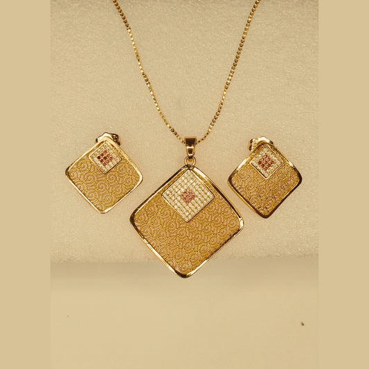 Royal Mosaic 1K Gold-Plated Necklace Set – Ruby Red Edition