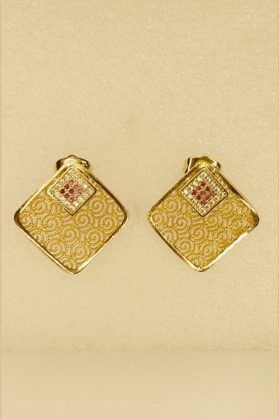 Royal Mosaic 1K Gold-Plated Necklace Set – Ruby Red Edition