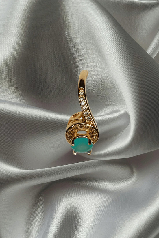 Opulent Aqua Bloom Gold Plated Ring