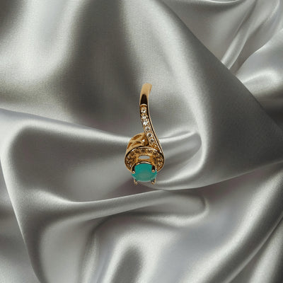 Opulent Aqua Bloom Gold Plated Ring