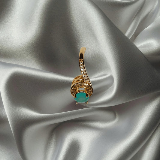 Opulent Aqua Bloom Gold Plated Ring