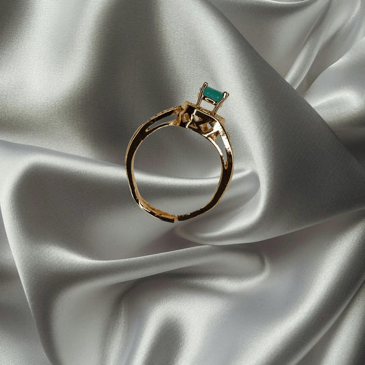 Opulent Aqua Bloom Gold Plated Ring
