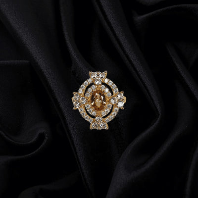 Royal Oval Diamond Halo Ring – 1K Gold Plated