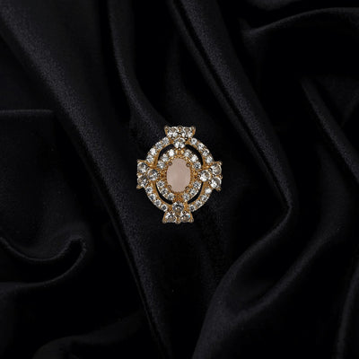 Royal Oval Bloom Ring – 1K Gold Plated