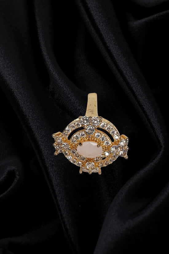 Royal Oval Bloom Ring – 1K Gold Plated