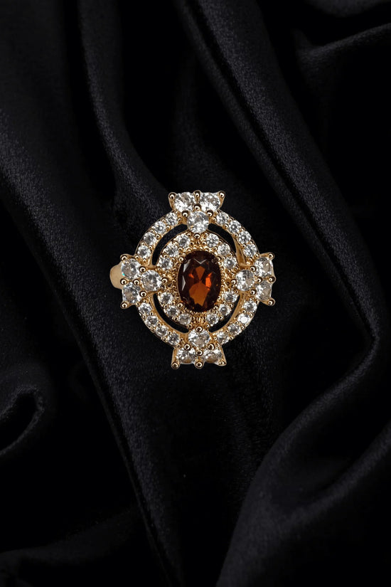 Royal Amber Glow 1K Gold Plated Ring