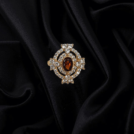 Royal Amber Glow 1K Gold Plated Ring