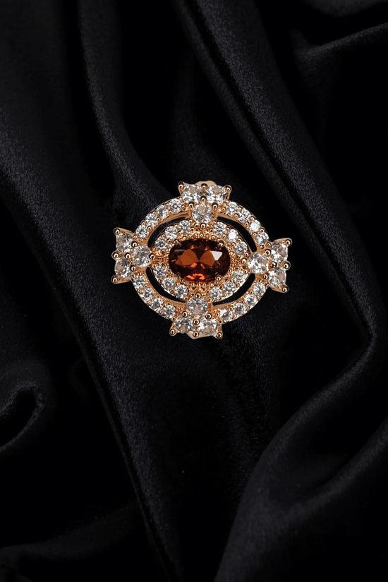 Royal Amber Glow 1K Gold Plated Ring