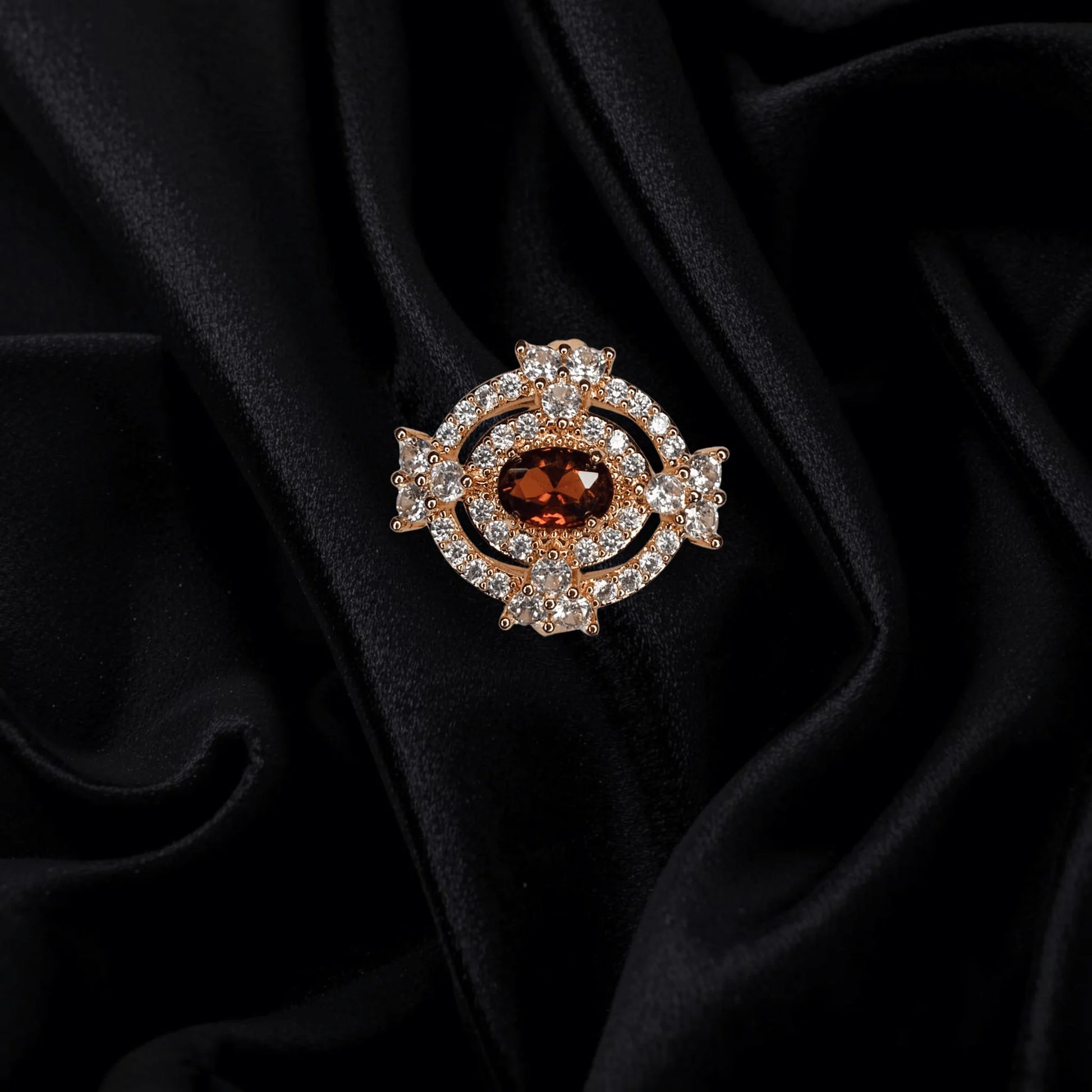 Royal Amber Glow 1K Gold Plated Ring