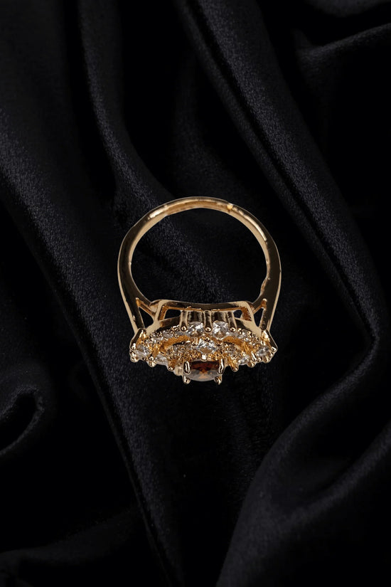 Royal Amber Glow 1K Gold Plated Ring