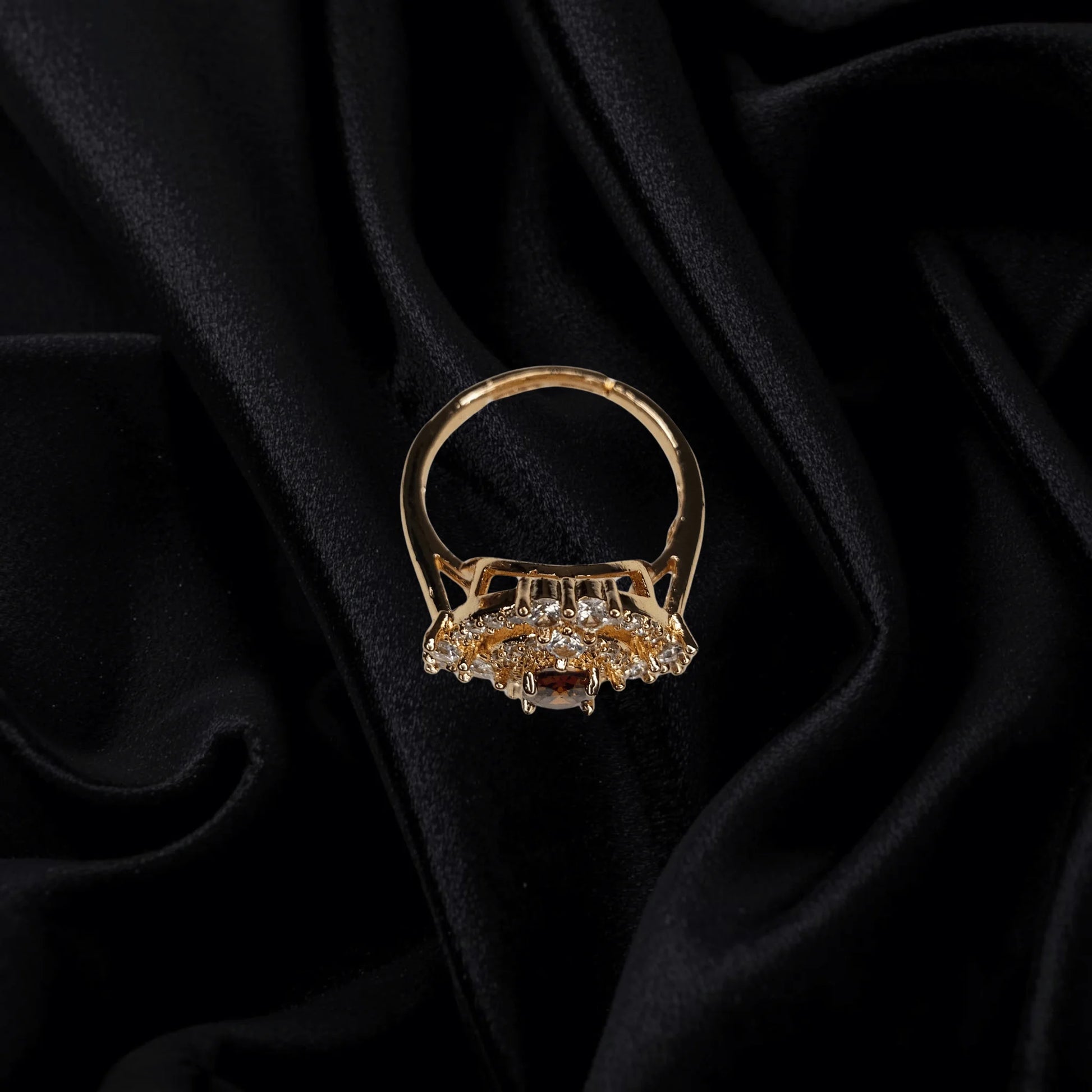 Royal Amber Glow 1K Gold Plated Ring