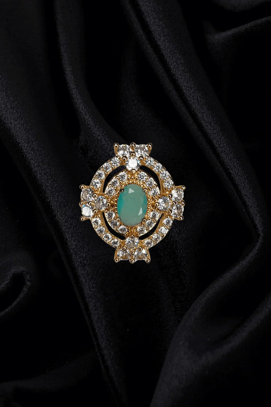 Emerald Glow Gold-Plated Adjustable Ring