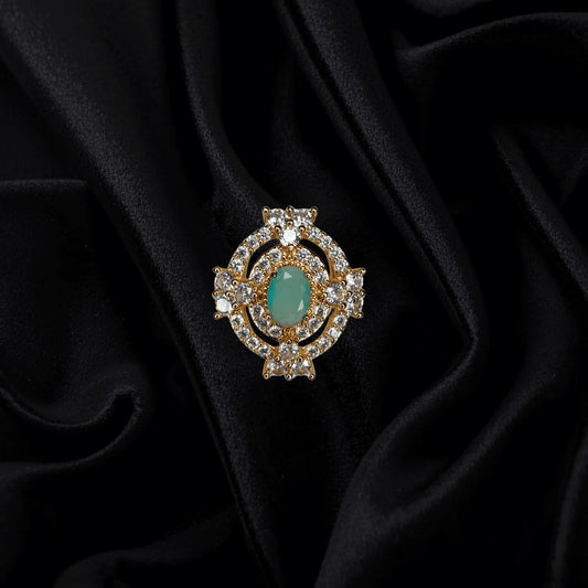 Emerald Glow Gold-Plated Adjustable Ring