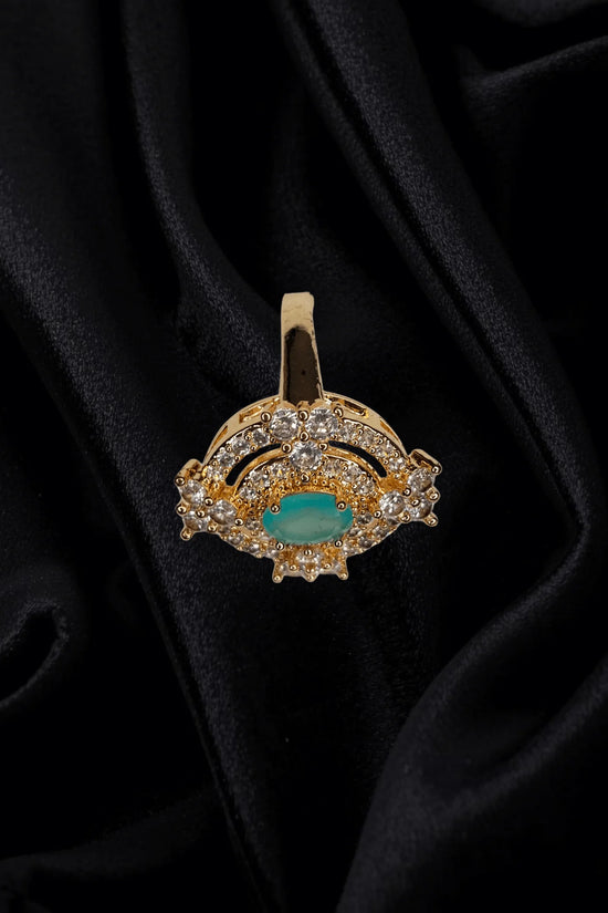 Emerald Glow Gold-Plated Adjustable Ring