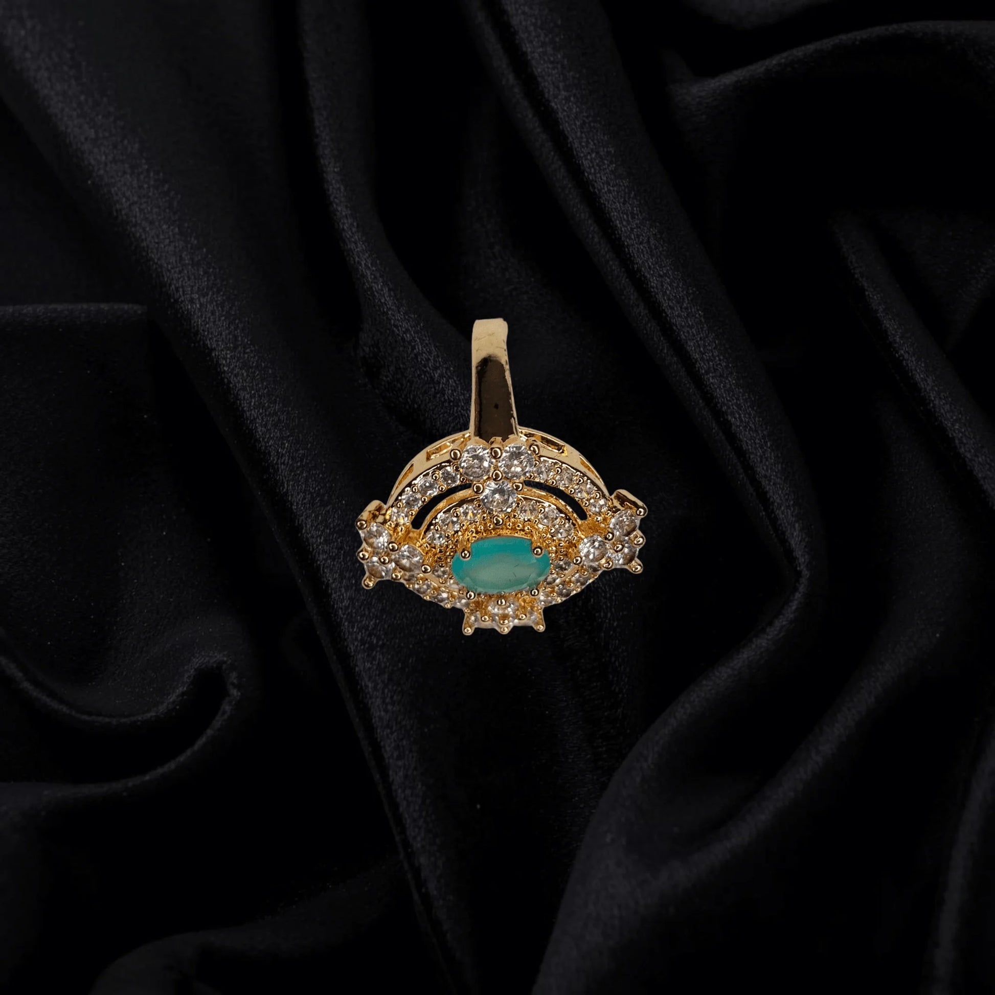 Emerald Glow Gold-Plated Adjustable Ring