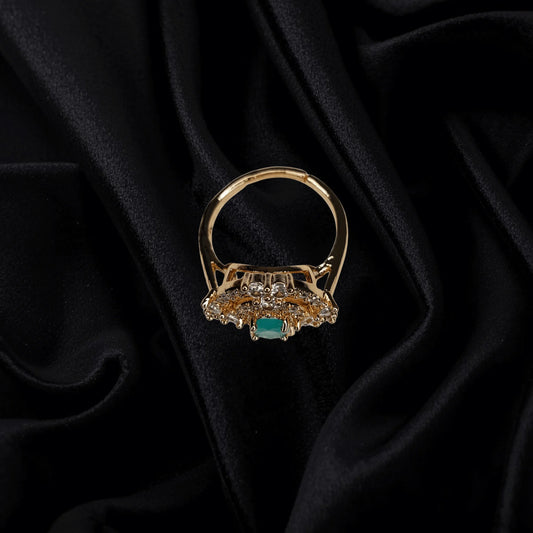 Emerald Glow Gold-Plated Adjustable Ring