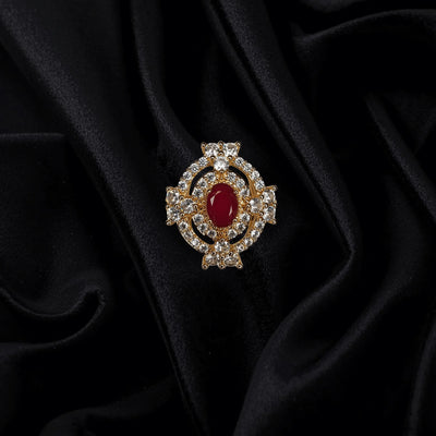 Ruby Glow Gold-Plated Adjustable Ring