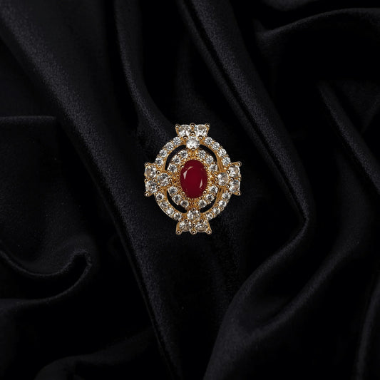 Ruby Glow Gold-Plated Adjustable Ring