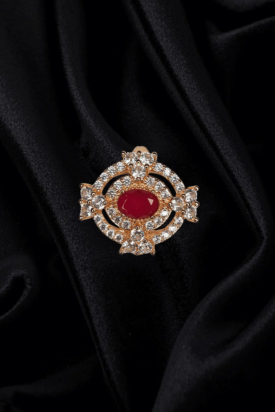 Ruby Glow Gold-Plated Adjustable Ring