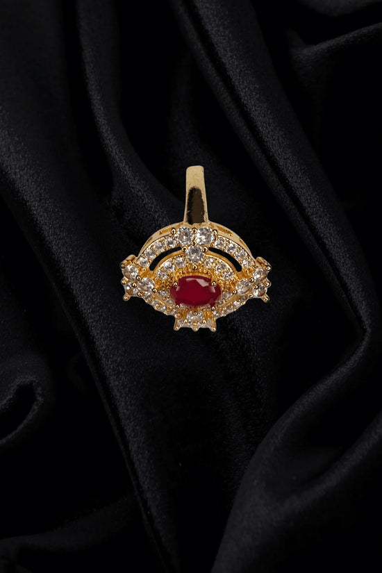 Ruby Glow Gold-Plated Adjustable Ring