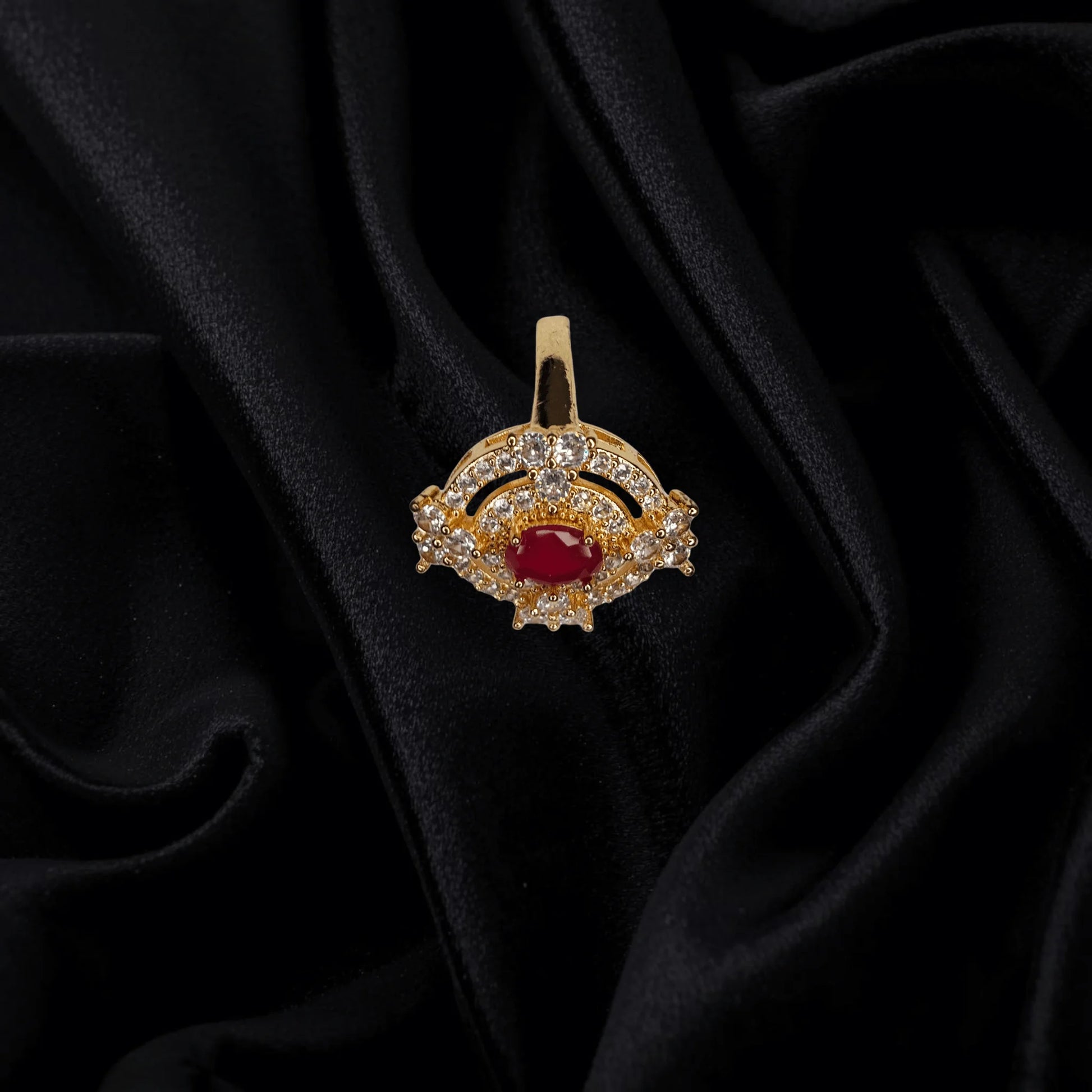 Ruby Glow Gold-Plated Adjustable Ring