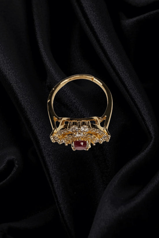 Ruby Glow Gold-Plated Adjustable Ring