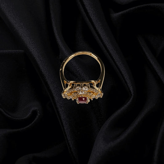 Ruby Glow Gold-Plated Adjustable Ring