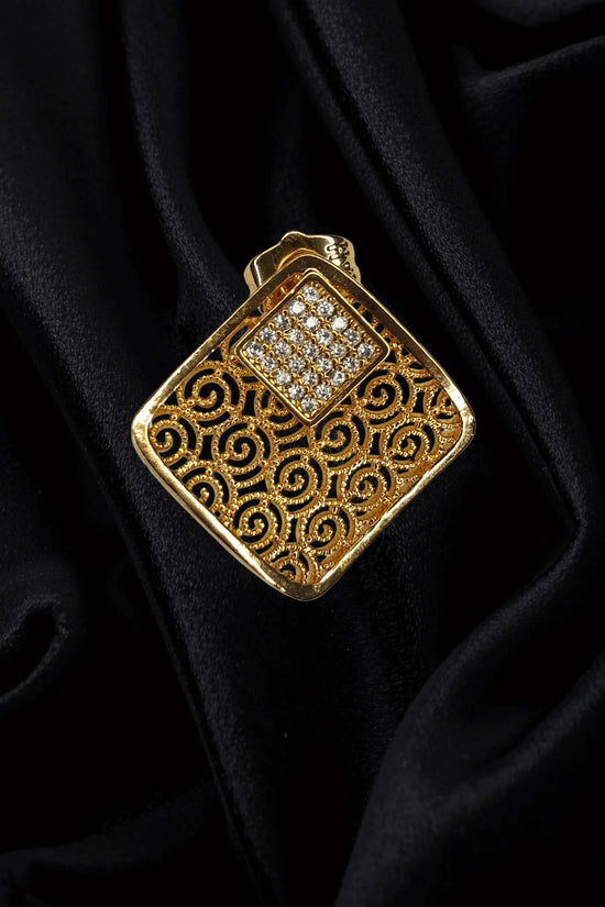 Royal Mosaic 1K Gold-Plated Pendant & Earrings Set