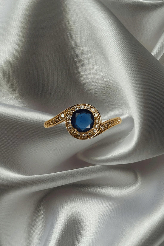 Royal Blue Crystal Halo Ring