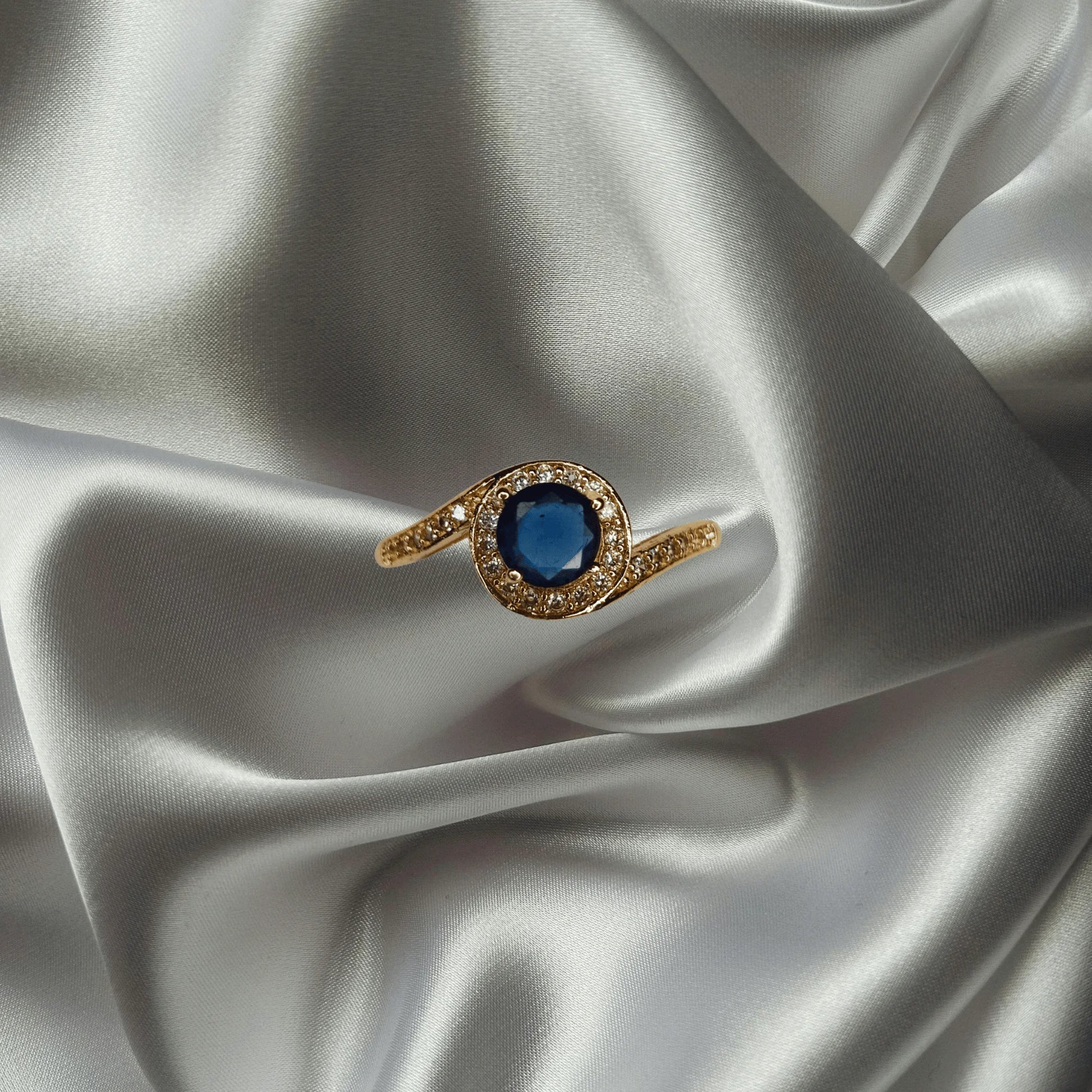 Royal Blue Crystal Halo Ring