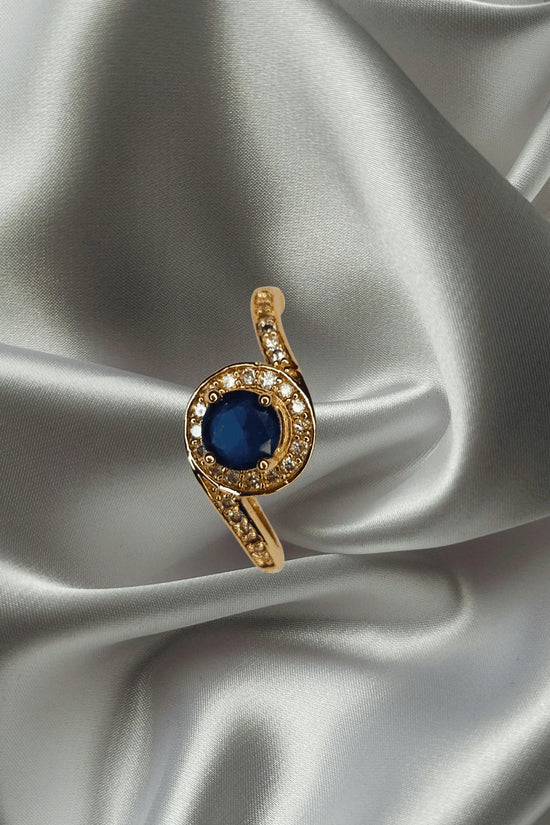 Royal Blue Crystal Halo Ring