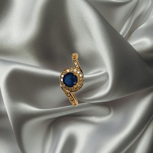 Royal Blue Crystal Halo Ring
