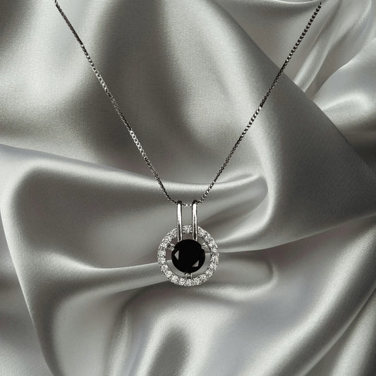 Midnight Black Crystal Silver-Plated Pendant & Earrings Set