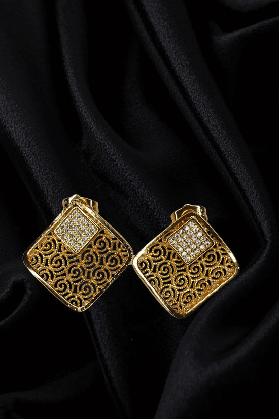 Royal Mosaic 1K Gold-Plated Pendant & Earrings Set