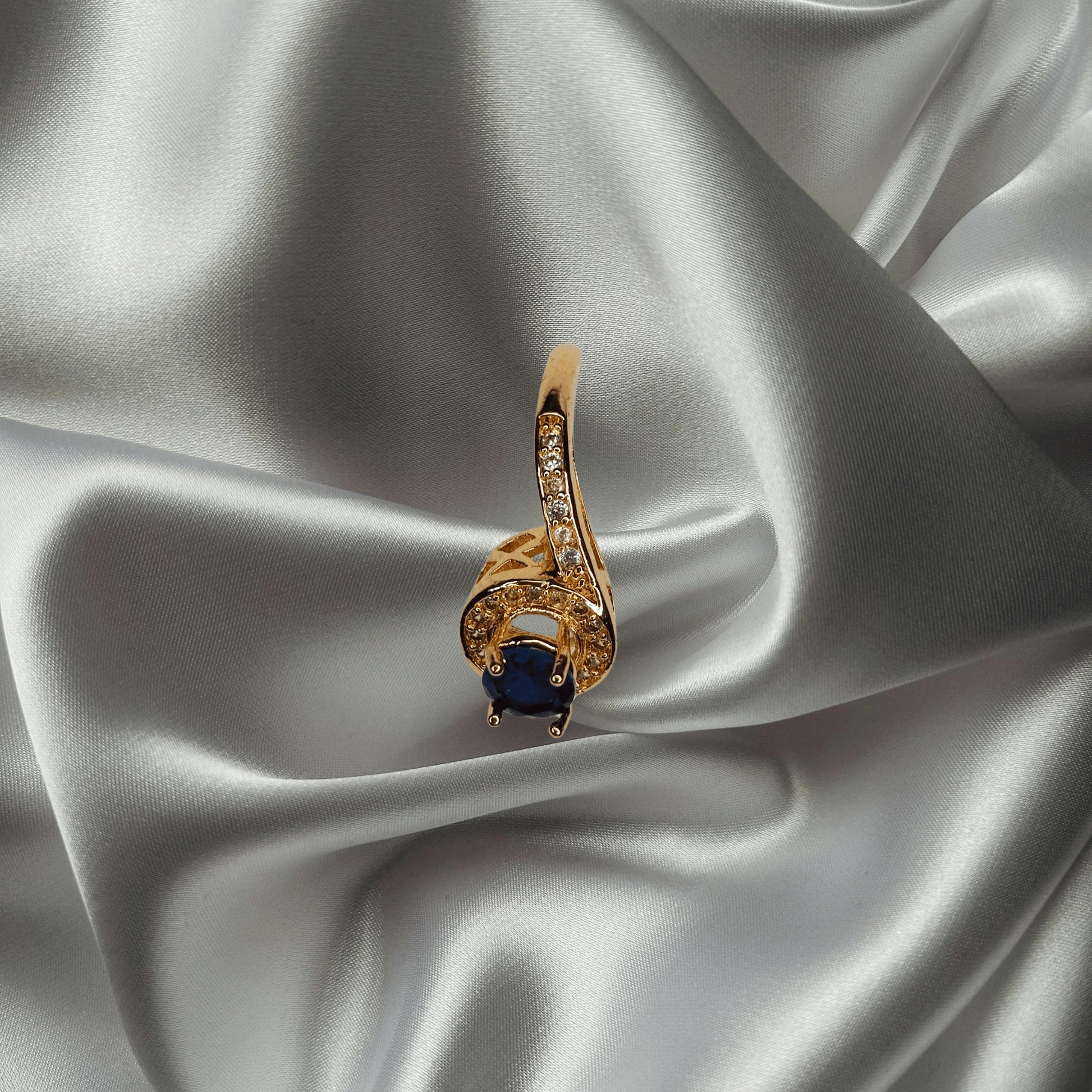 Royal Blue Crystal Halo Ring